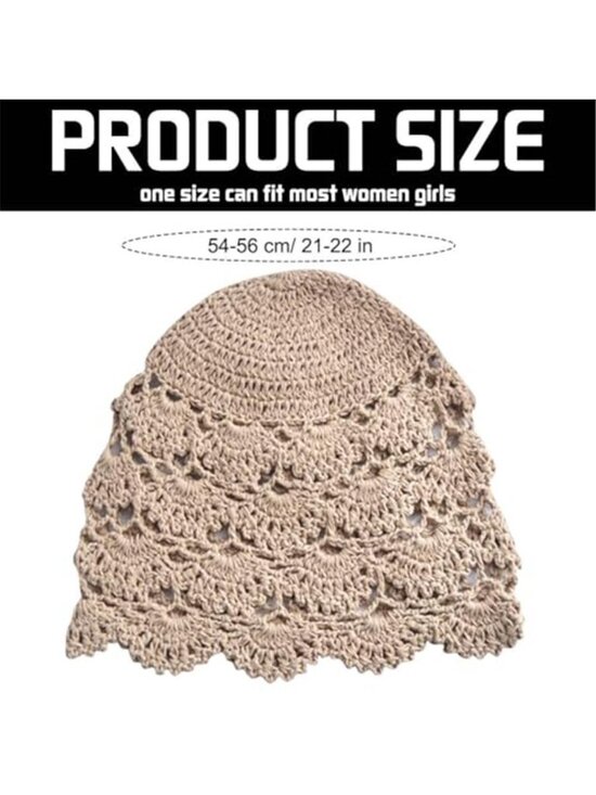 5Pcs Women\'s Crochet Slouchy Beanie Hat Fall Handmade Knit Floral Skull Cap main image 4